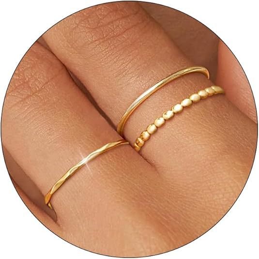 Wholesale New plain ring set with a high-end feel, simple and slim ring, genuine gold electroplated index finger ring