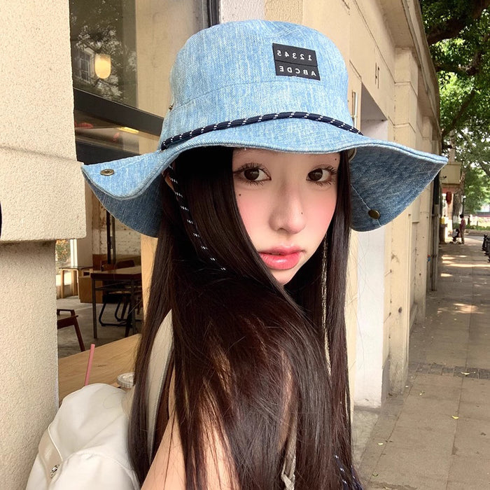 Wholesale Sunscreen camping fisherman hat, outdoor cycling strap hiking hat, large brim cowboy hat