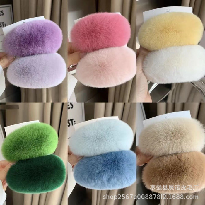 Wholesale Plush hair accessory with oversized cute fur clip