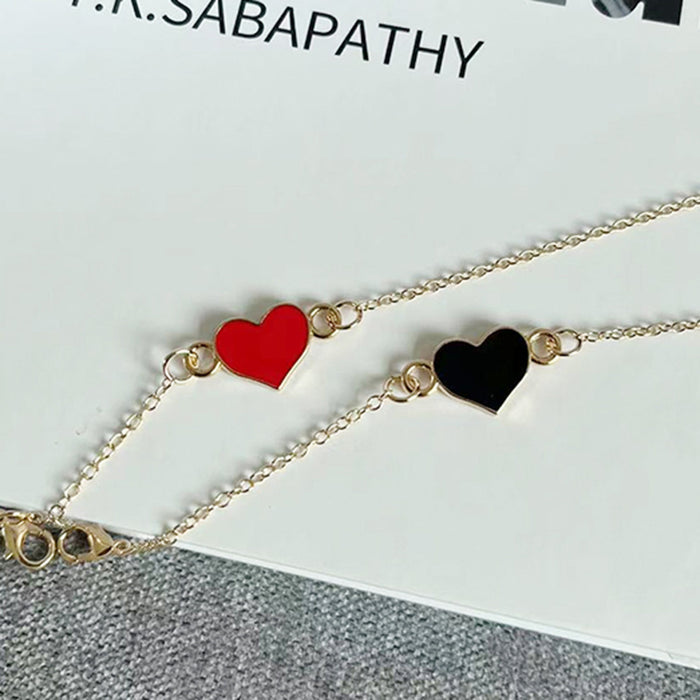 Wholesale Minimalist Alloy Heart-shaped Oil Dripping Bracelet with Heart-shaped Accessories JDC-BT-AH003