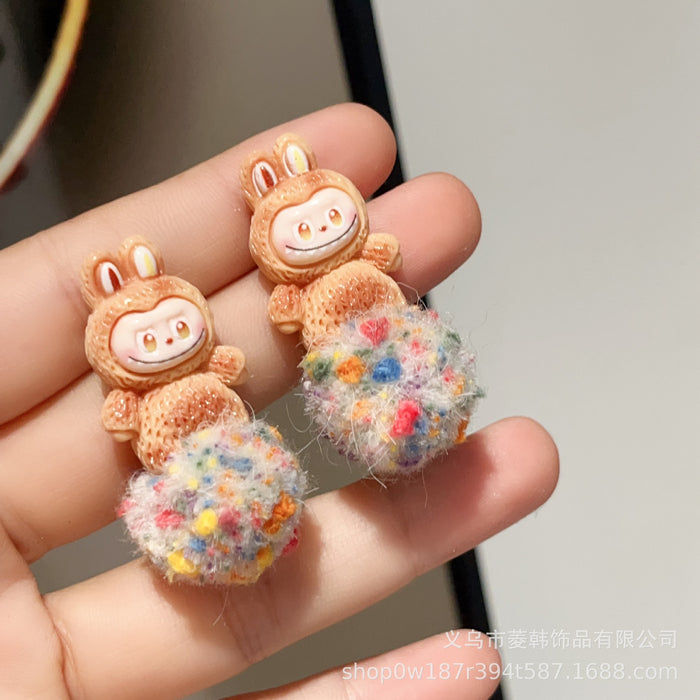 Wholesale Fashionable furry cute earrings 925 silver needle