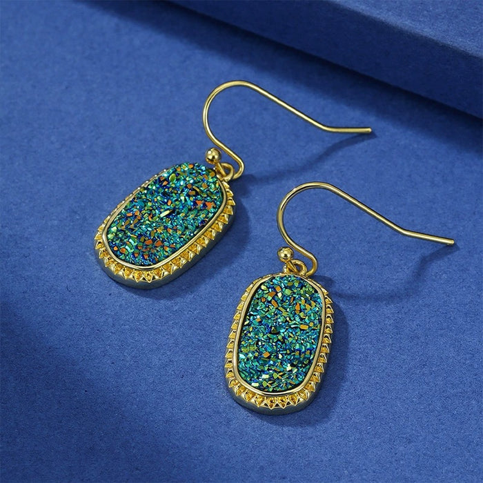 Wholesale Geometric Elliptical Resin Imitation Crystal Tooth Earrings