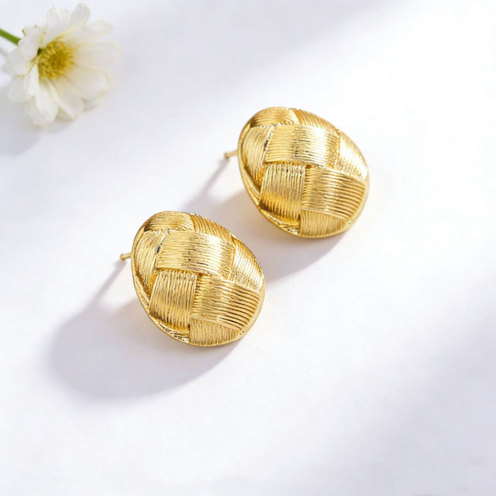 Wholesale Woven texture hollow arc heart-shaped teardrop earrings