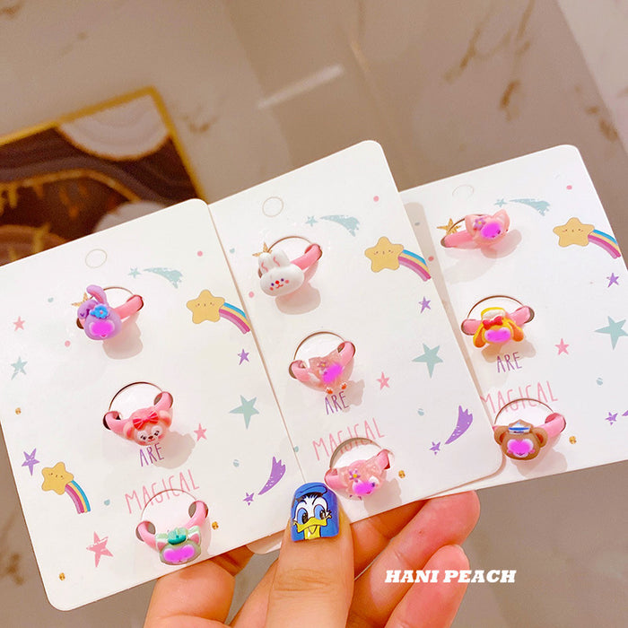 Wholesale Fox Ring Dolly Rabbit Bear Acrylic Children's Ring Gift