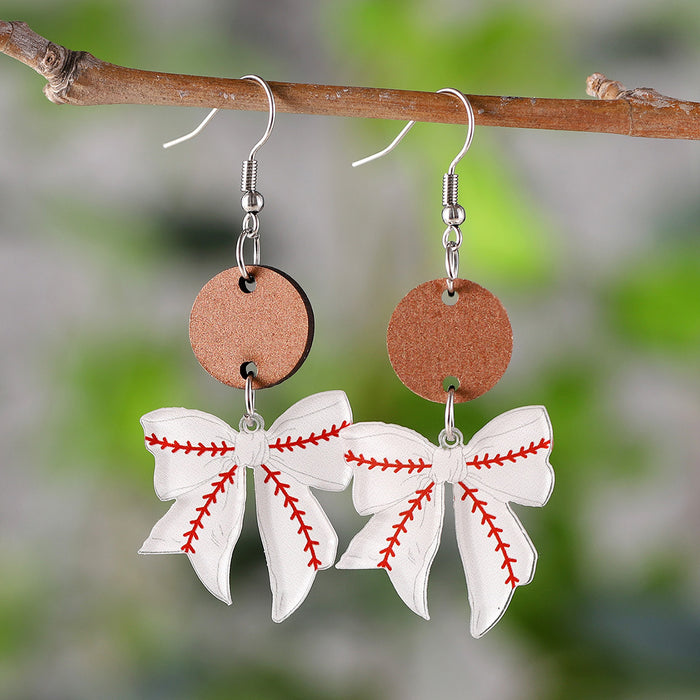 Wholesale New Ball Bow Disc Splicing Pendant Earrings, Acrylic Earrings for Watching Competitions, Gift