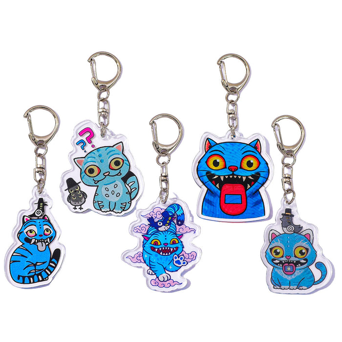 Wholesale Blue Tiger Crow Acrylic Double-Sided Pattern Keychain