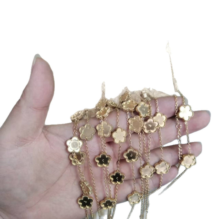 Wholesale Stainless Steel Four-Leaf Clover Butterfly Double-Sided Bracelet