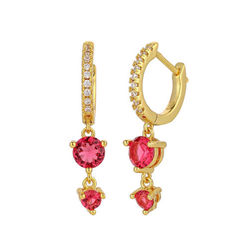 Wholesale Round Zircon Row of Diamond Earrings