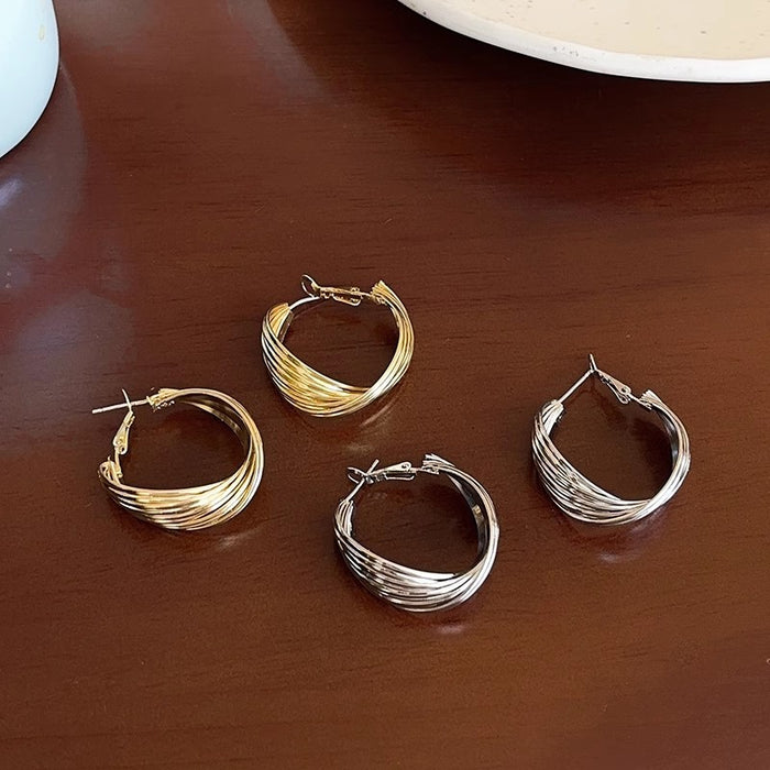 Wholesale Earrings, silver needles, niche design, high-end twisted ear loops