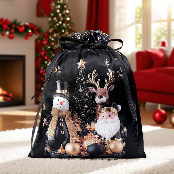 Wholesale Christmas Candy Custom Bag  Satin Double Drawstring Storage Bag Drawstring Christmas Gift Bag Gift Bag