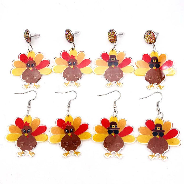 Wholesale Thanksgiving Turkey Acrylic Earrings JDC-ES-Chengy035