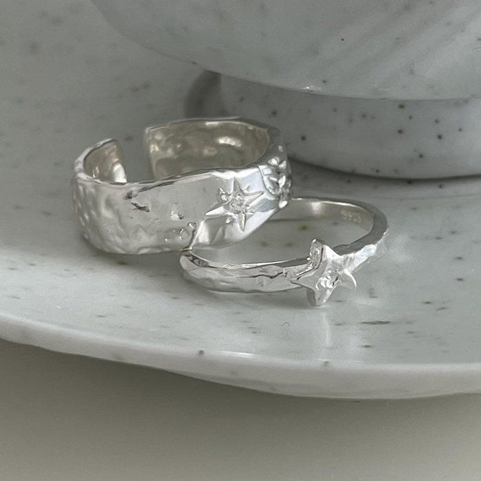 Wholesale Pure silver ring, simple, personalized, niche, high-end, light luxury, versatile, open mouth ring