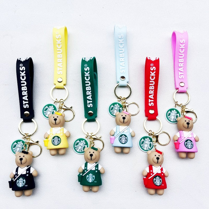 Wholesale Soft rubber cute bear cartoon keychains