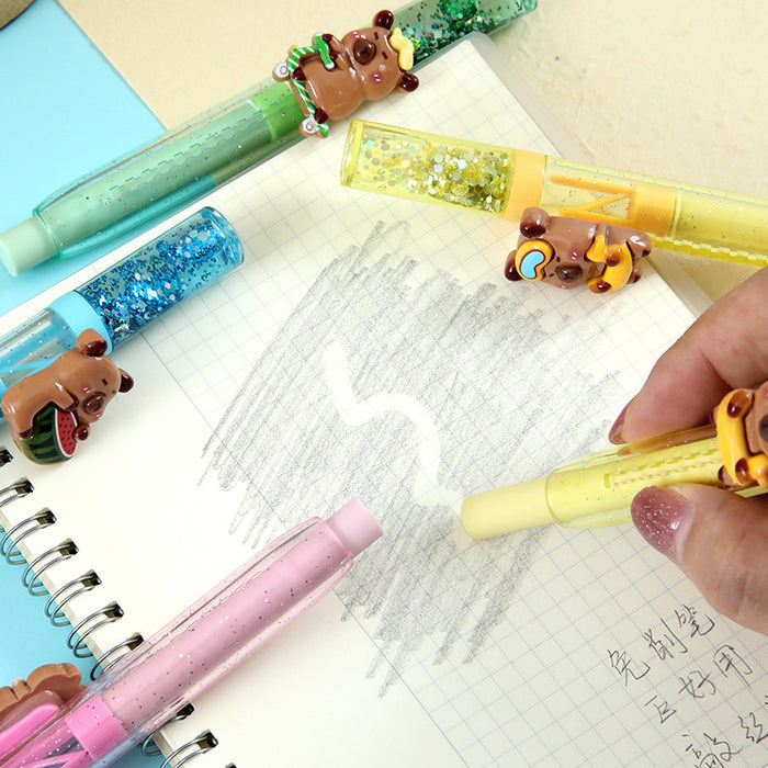 Wholesale quicksand eraser capybara resin push and pull erasing