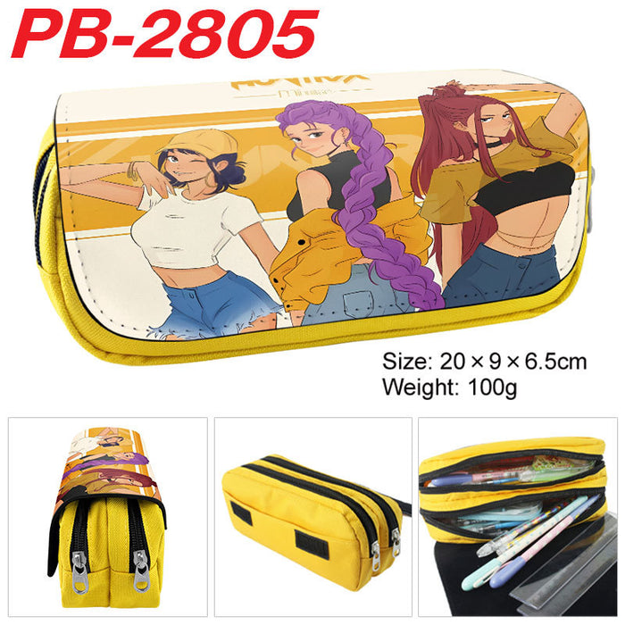 Wholesale Kpop pu full color cartoon student pencil case stationery box