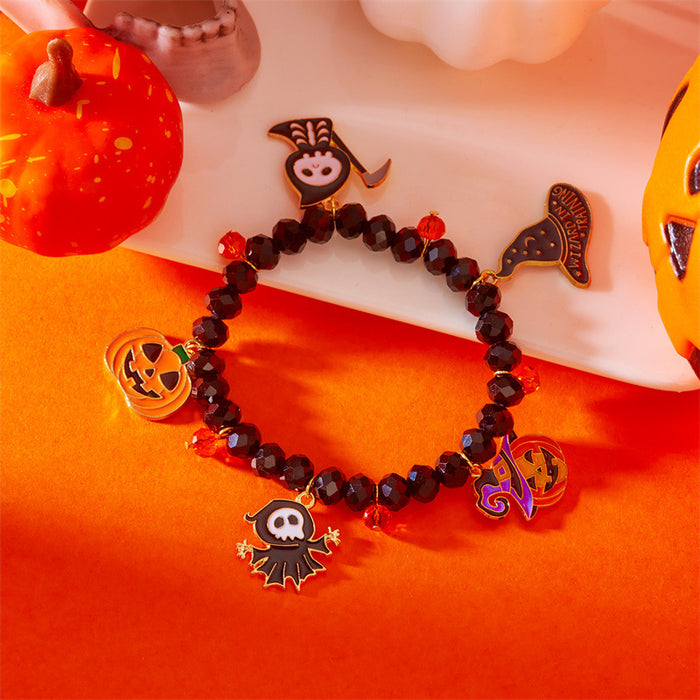 Wholesale Halloween Bracelet Pumpkin Spider Crystal Beaded Bracelet Holiday Accessories