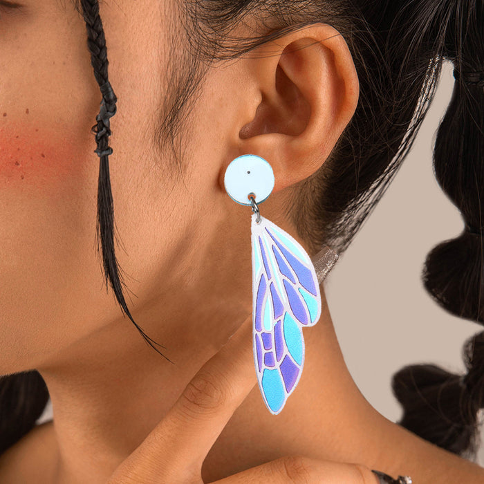 Wholesale Wing Earrings Handmade Cute Colorful Insect Wings Acrylic Earrings