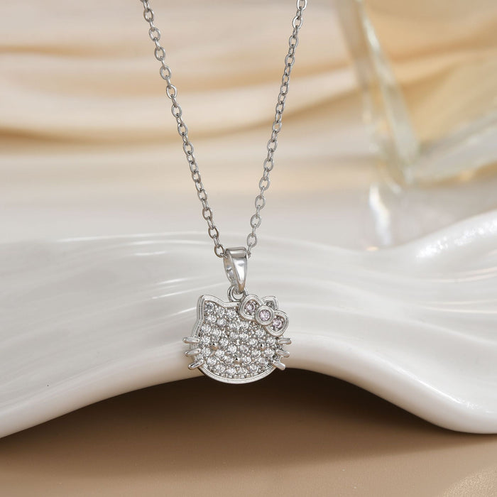 Wholesale Cat pendant micro-painted zircon copper gold-plated clavicle necklace