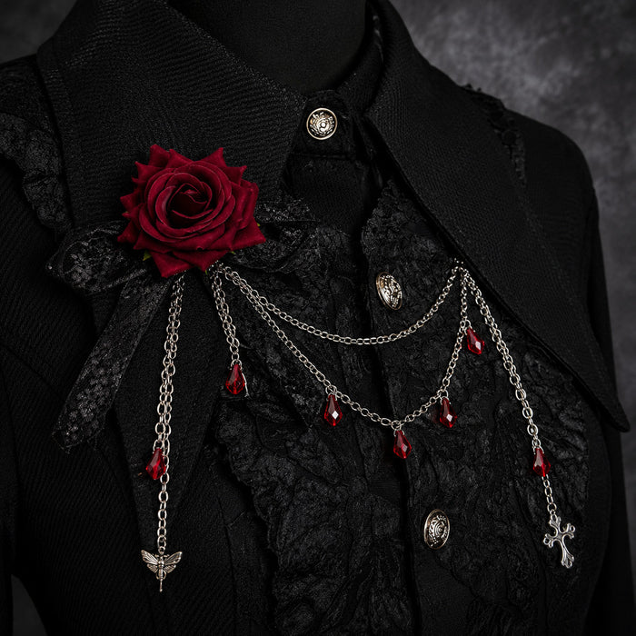 Wholesale Gothic Lace Brooch Pin With Tassel Cross Pendant Dark  Style Fashion Accessory