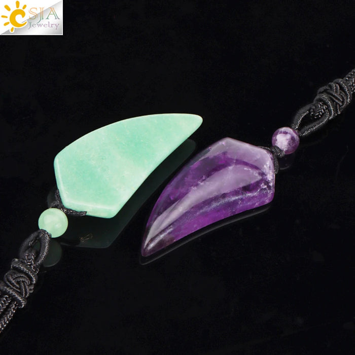 Wholesale Amethyst Crystal Wolf Tooth Pendant Necklace Minimalist Ancient Style Everyday Jewelry Accessory