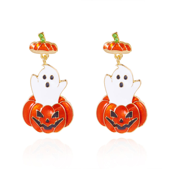 Wholesale Oil-Dropping Diamond Pumpkin Earrings  Funny  Tassel Earrings