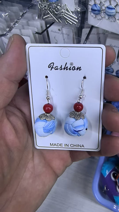 Wholesale Hand woven blue tie dye earrings