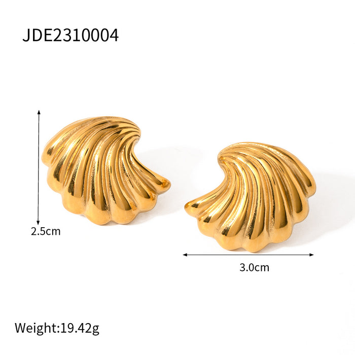 Wholesale Geometric 18k Gold Stainless Steel Shell Earrings JDC-ES-JD349