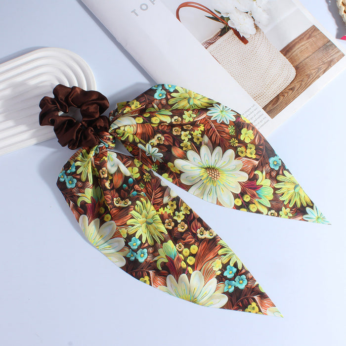 Wholesale Printed Ribbon Large Intestine Hair Ring Headwear Women's Hair Belt