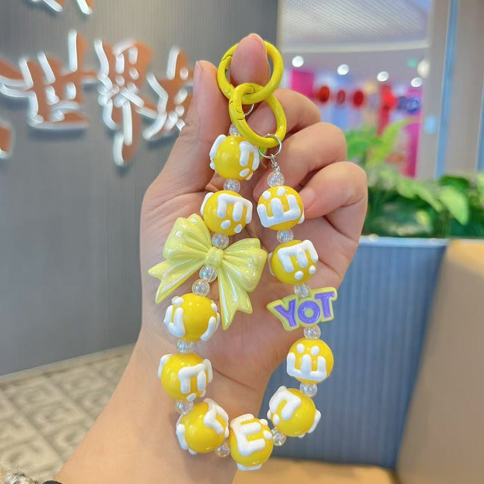 Wholesale Handmade bead painted bow, mobile phone chain pendant, letter bag pendant, hanging decoration