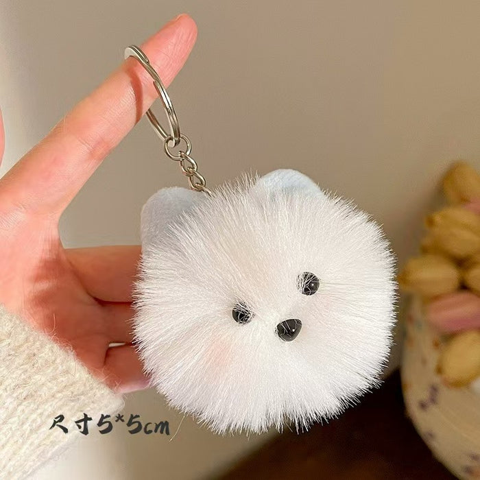 Wholesale Blush Little White Dog Plush Pendant Keychain