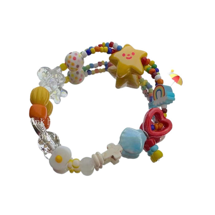 Wholesale Colorful Rainbow Star Elastic Rope Bracelet Jewelry