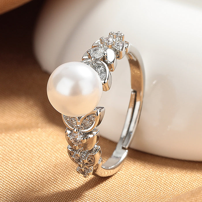 Wholesale Minimalist pearl ring, exquisite, niche, fashionable, versatile, light luxury ring