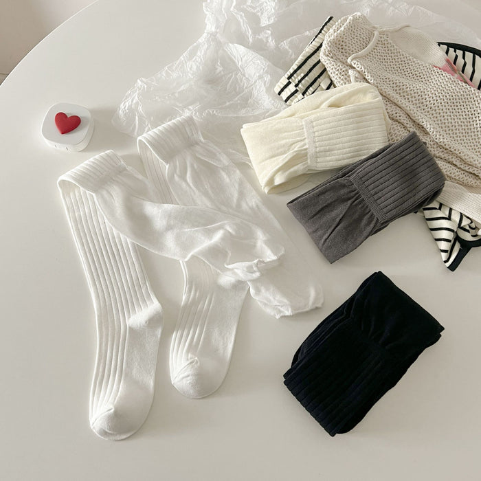 Wholesale Solid color knee high socks with patchwork stacking, women's versatile high socks paired with boots