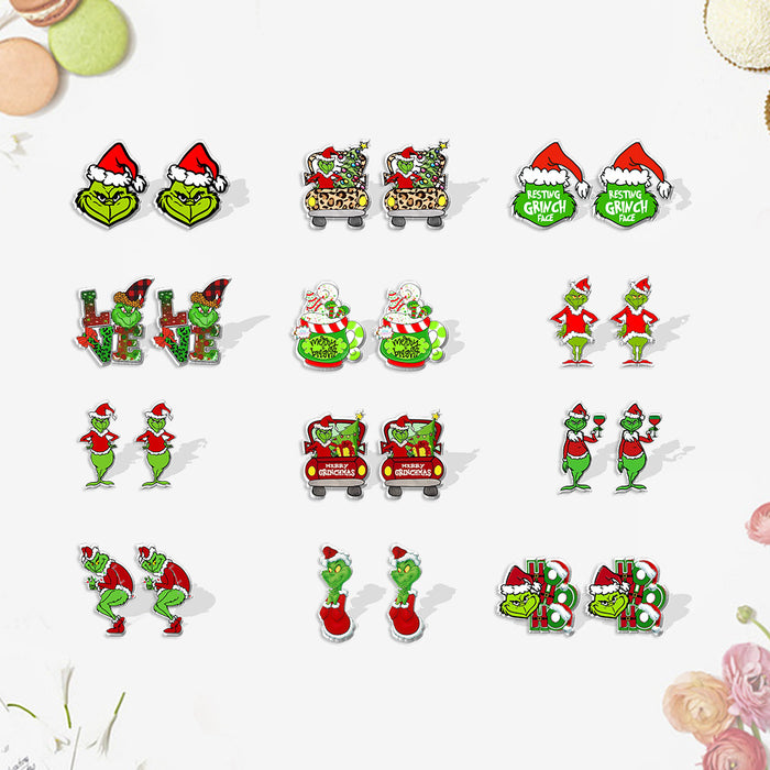 Wholesale Christmas Earrings Holiday Acrylic Christmas  Heat Shrinkable Sheet Earrings