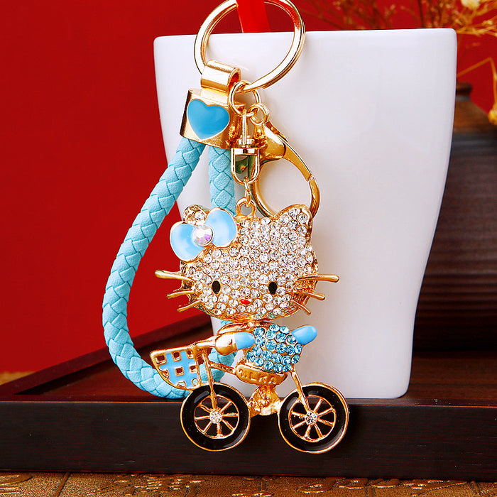 Wholesale Diamond studded bow, car keychain, metal pendant, keychain ring