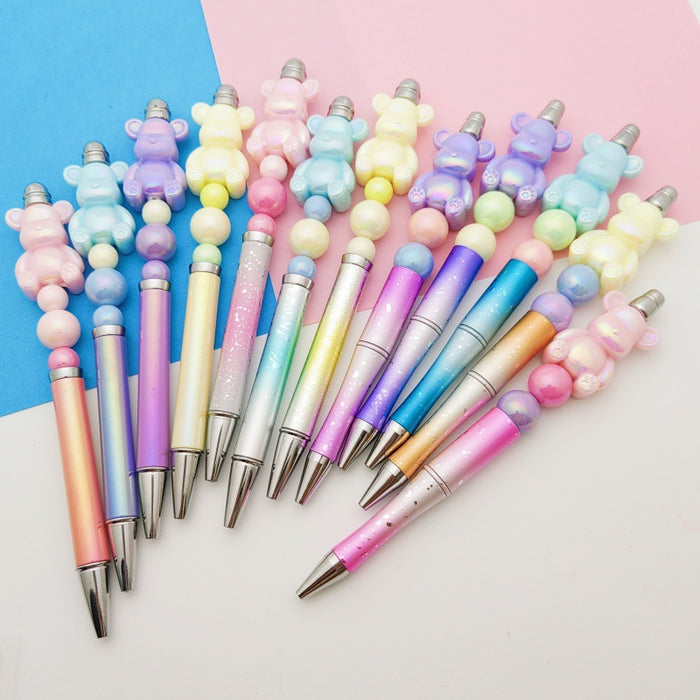 Wholesale Plastic Cartoon DIY Bead Pen Cute Bear Decompression Tube Bead Pen JDC-PN-GanCai004