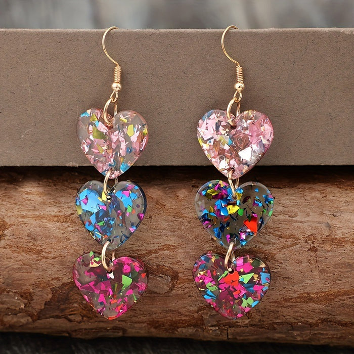 Wholesale Valentine' s Day Creative Multiple Sequins Acrylic Love ing Drop Earrings