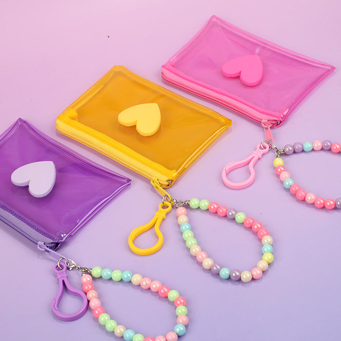 Wholesale Trendy Plush Coin Purse With Bead Chain And Zipper Macaron Purple Storage Bag Cute Fashion Accessory For Women Resale