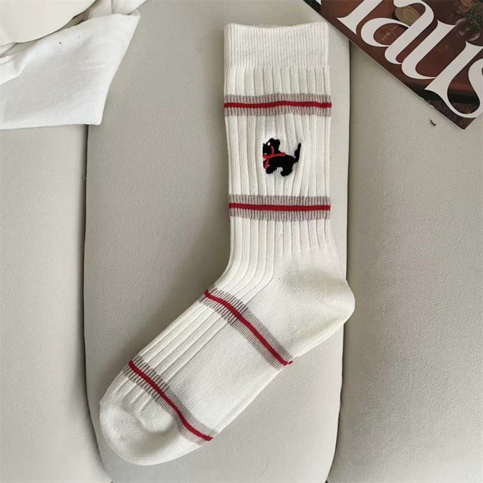 Wholesale Socks, children's middle tube, embroidered pile socks, cotton stripes, pure cotton socks