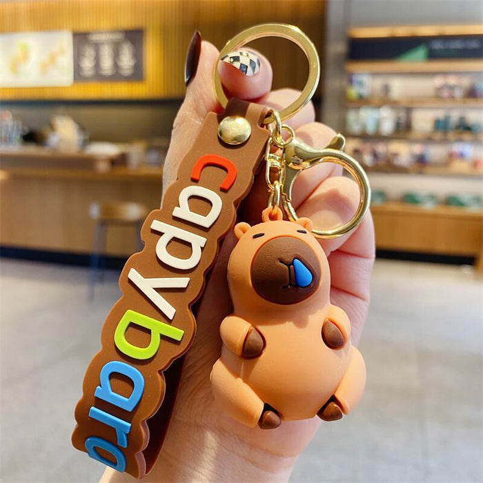 Wholesale Lovable Cabibala Keychain Cartoon Water Guinea Pig Doll Small Pendant Couple Key Chain School Bag Hanging Ornaments