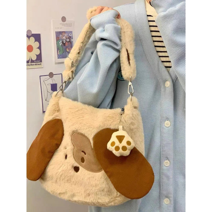 Wholesale Plush Cute Puppy Embroidery Handbag Shoulder Bag JDC-SD-DRS006