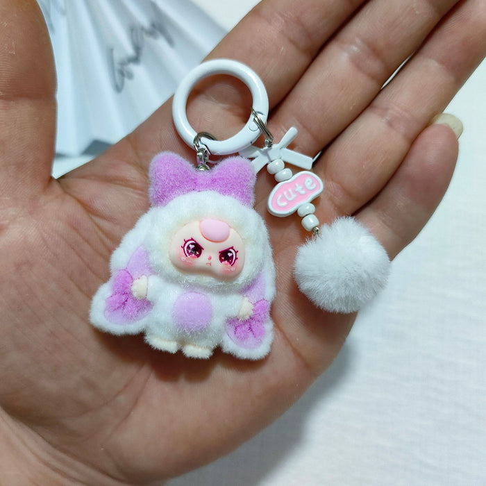 Wholesale Flocking jewelry accessories cartoon cute keychain bag pendant cute small pendant