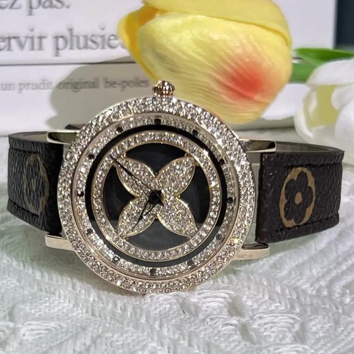 Wholesale Alloy Four Leaf Clover Full Diamond Quartz Watch JDC-WH-XCD005