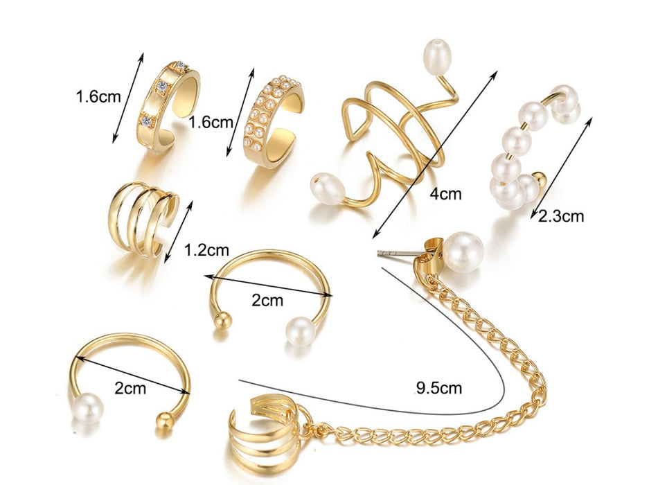 Wholesale Alloy Pearl Tassel Chain Ear Clip Set JDC-ES-HaoZ001