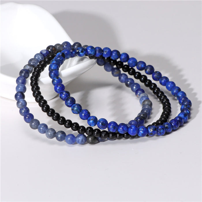 Wholesale 4mm natural stone bead bracelet with elastic cord set