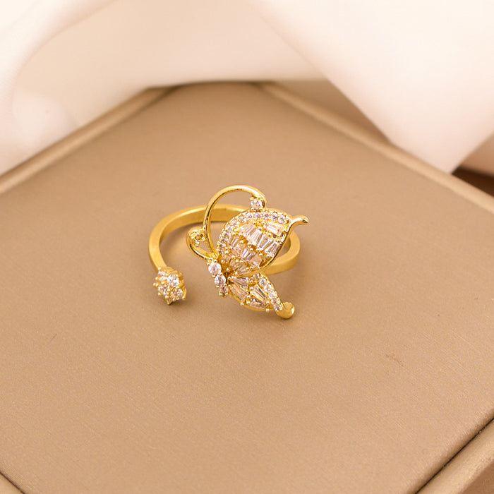 Wholesale Zircon Open Butterfly Ring