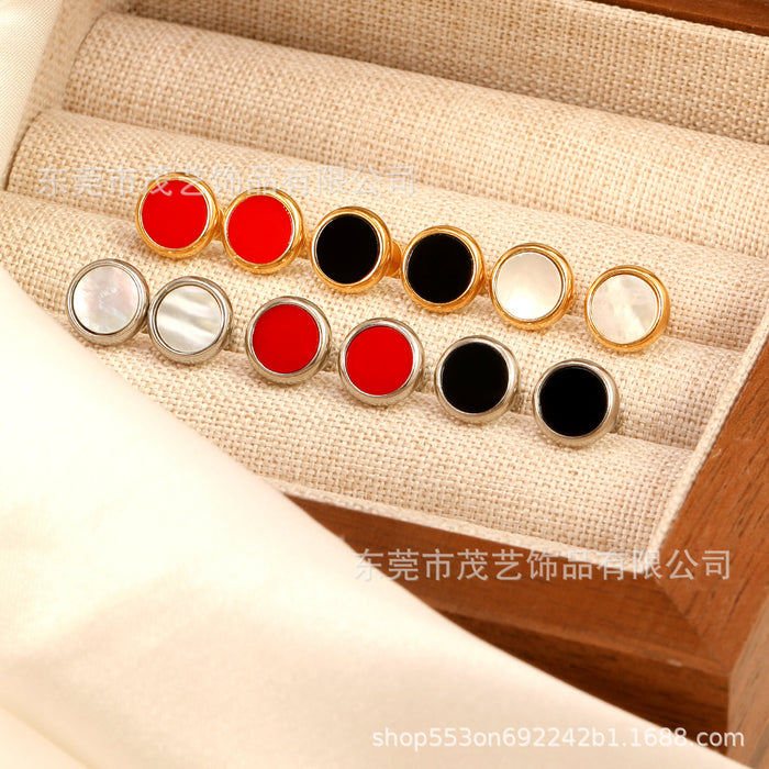 Wholesale Fashionable and minimalist car cup round shell screw plug earrings, fashionable and versatile stainless steel ear accessories