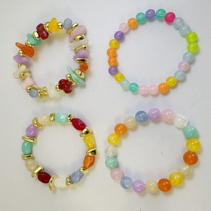 Wholesale Colorful Beaded Bohemian Elastic Stacking Bracelet Acrylic Jewelry Accessory MOQ≥5
