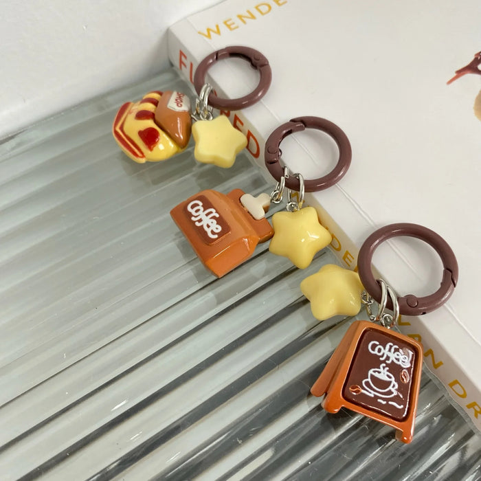 Wholesale Cute Coffee Shop Star Keychain Pendant Star Cartoon Bag Pendant Accessories