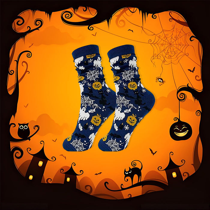 Wholesale  Skull Pumpkin Cartoon Print Casual Socks for Men and Women Sweat-Absorbent Autumn and Winter Mid-Tube Socks